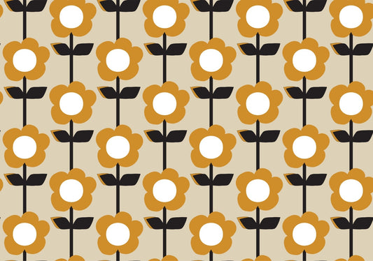 Floral Pearl Yellow Color Retro Wallpaper