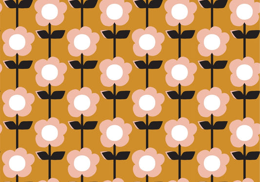 Flower Mustard Design Retro Wallpaper
