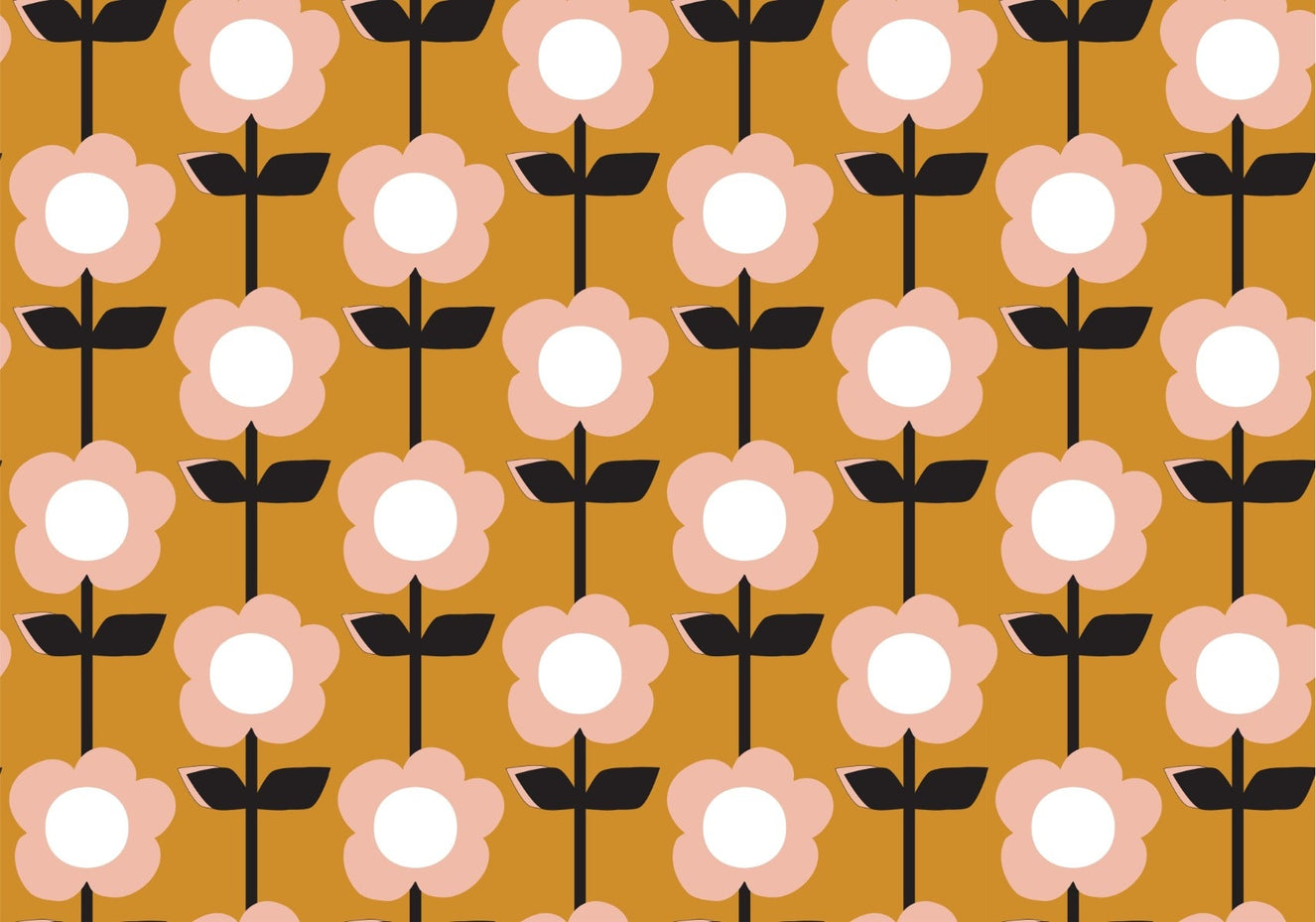 Flower Mustard Design Retro Wallpaper