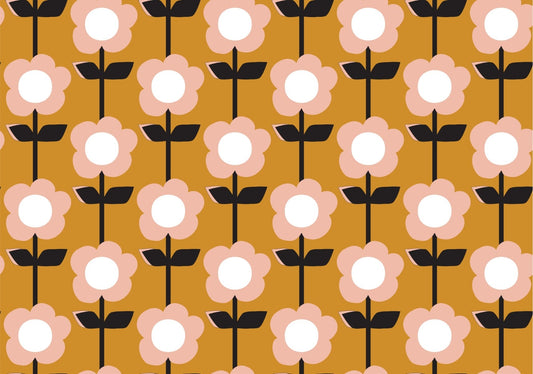 Flower Mustard Design Retro Wallpaper
