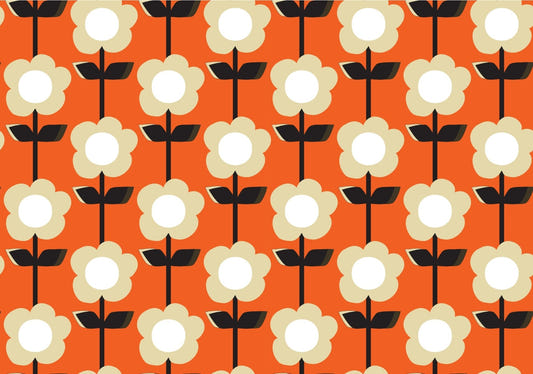 Retro Flower Orange Mural Wallpaper