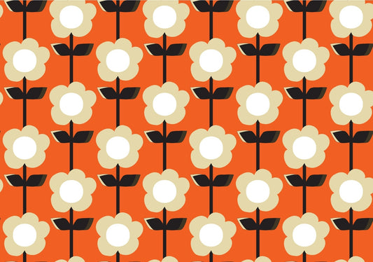 Retro Flower Orange Mural Wallpaper