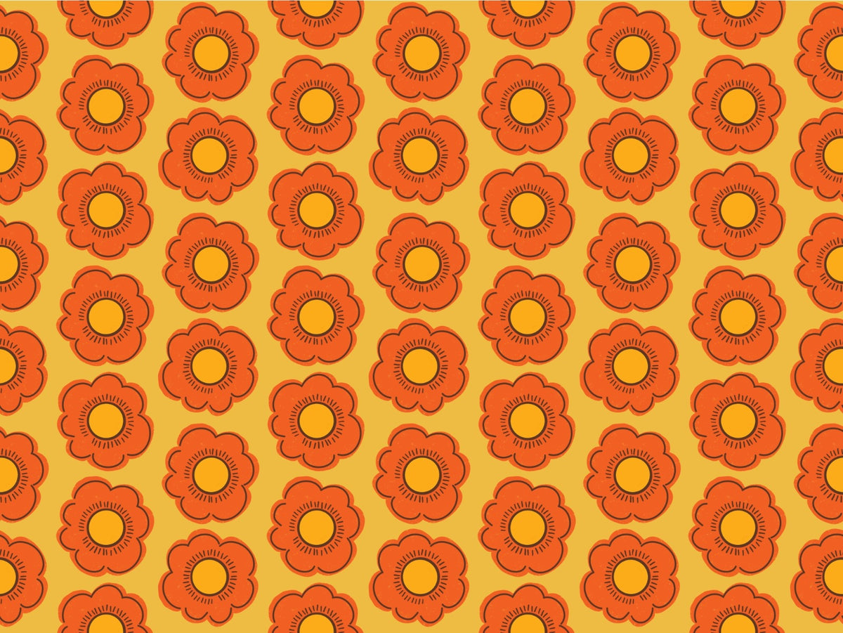 Retro Sunflower Wallpaper in your room — zoomed