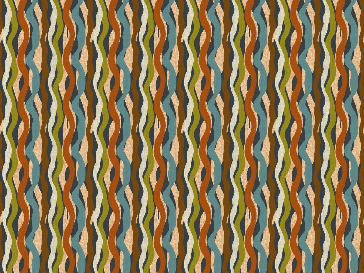Textured Organic Stripe Waves Charcoal Wallpaper