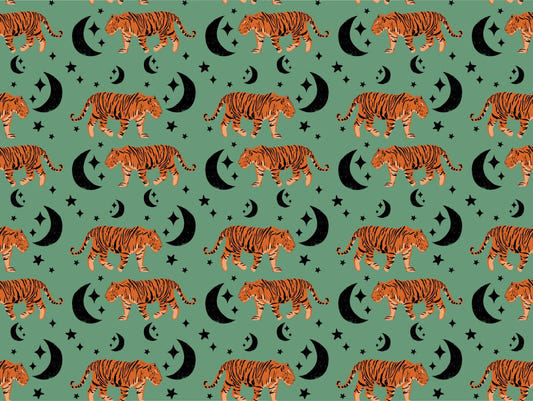 Kids Room Tiger moon green Wallpaper