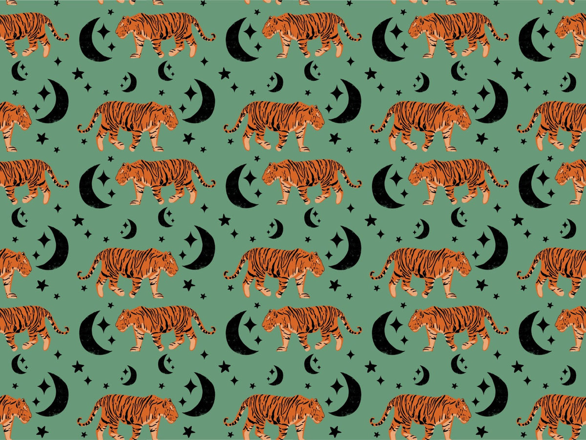 Kids Room Tiger moon green Wallpaper