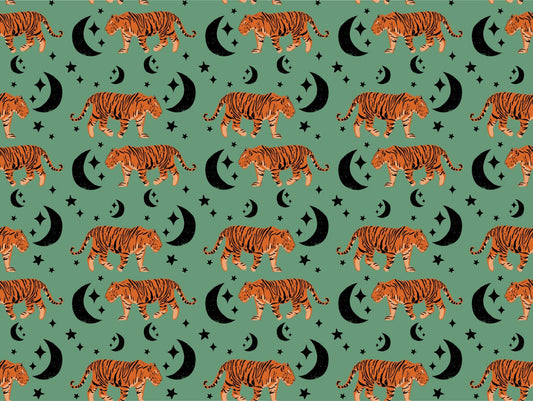 Kids Room Tiger moon green Wallpaper