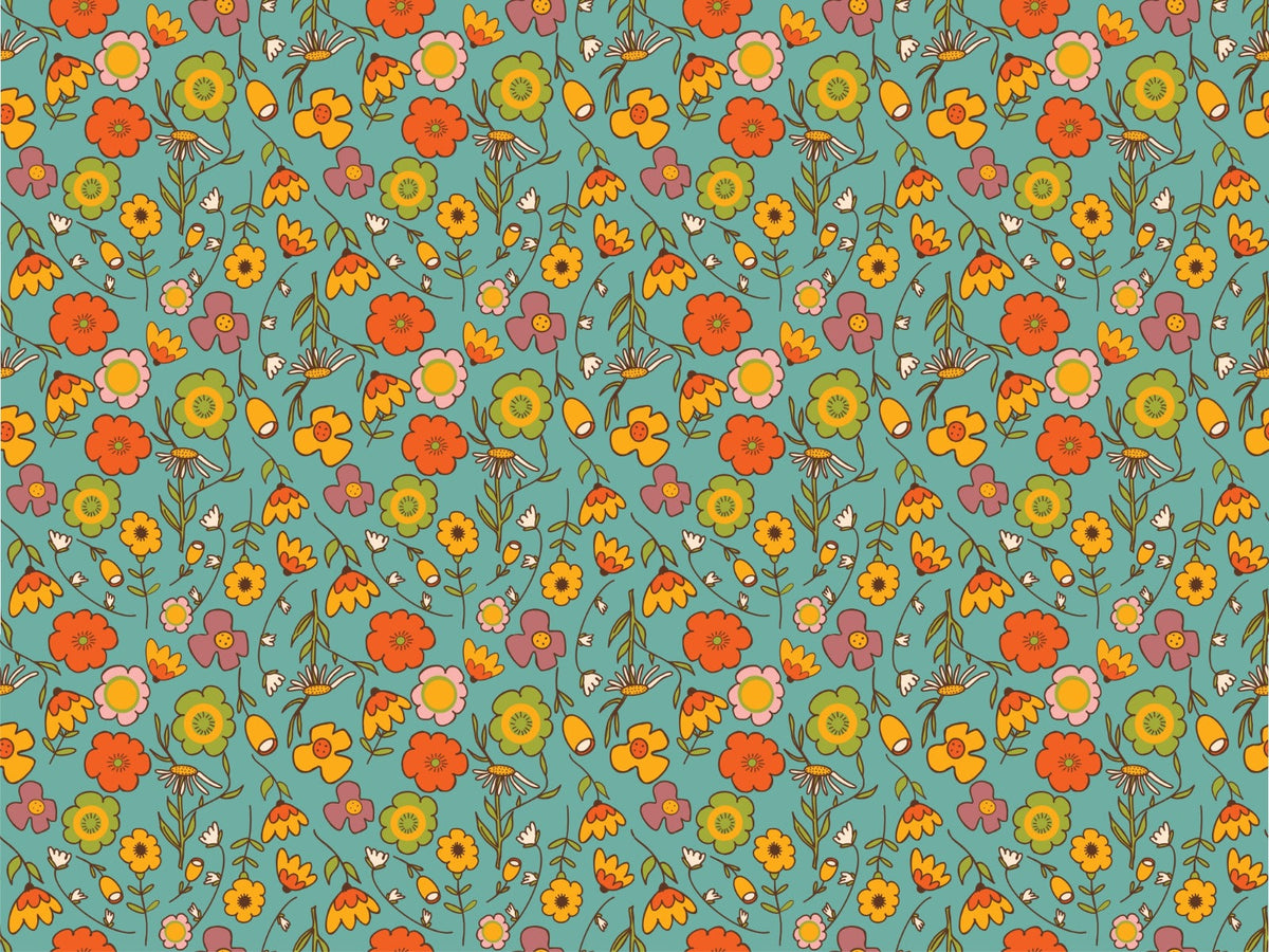 Vintage Wild Floral Blue Wallpaper For Walls