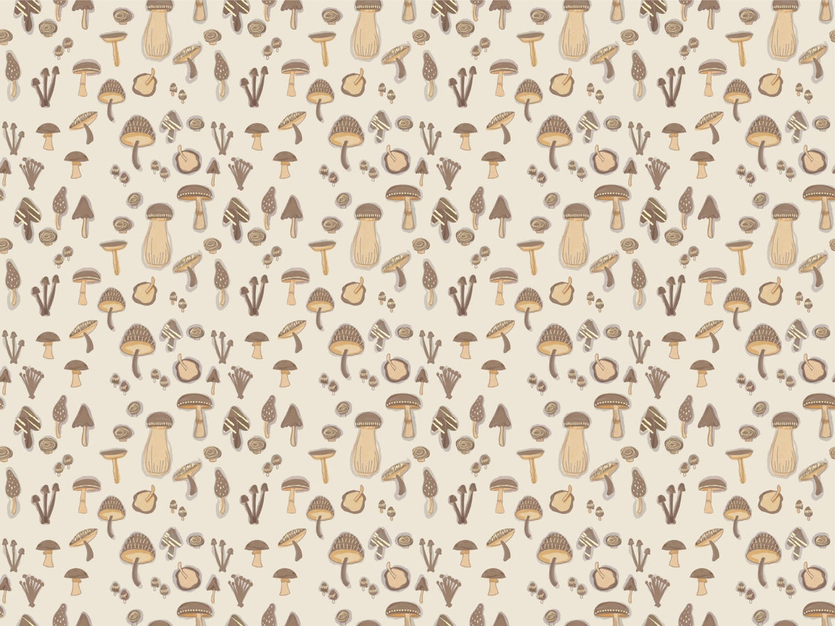 Watercolor Mushrooms Sand Color Wallpaper