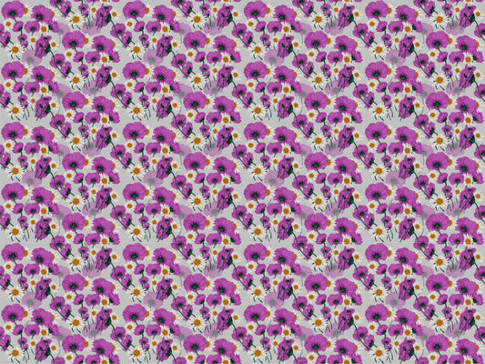 Wild Purple Color Flower Pattern Wallpaper