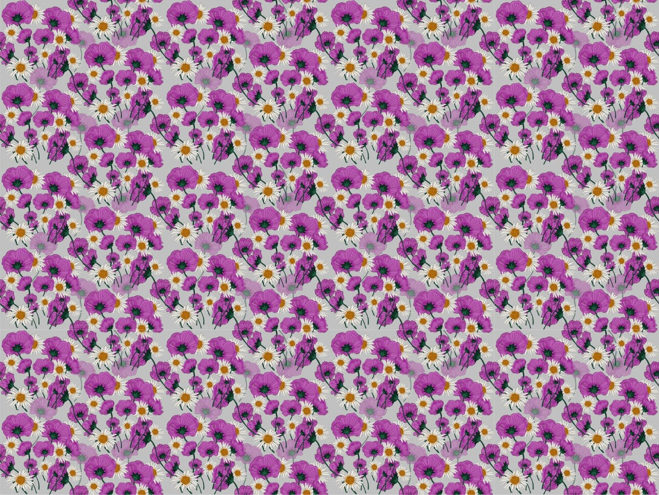 Wild Purple Color Flower Pattern Wallpaper