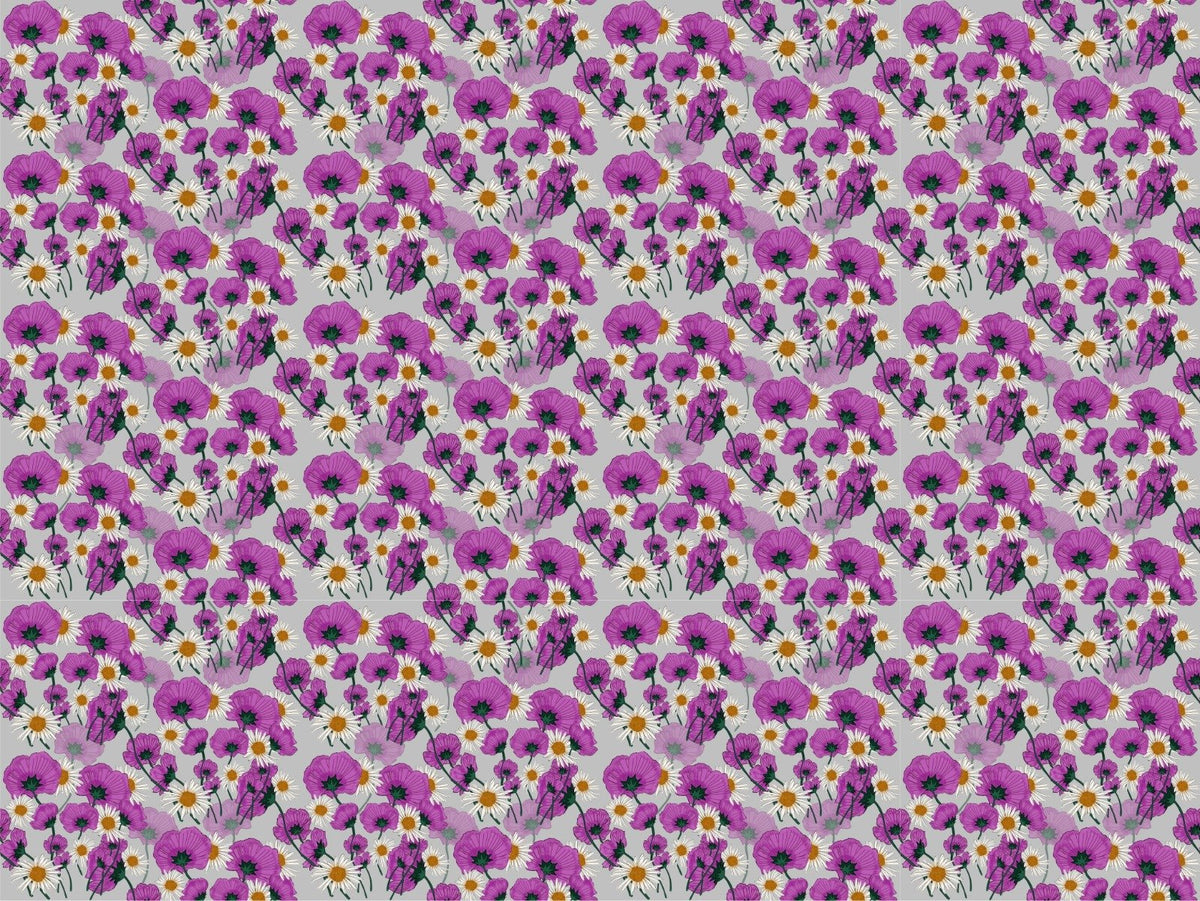 Wild Purple Color Flower Pattern Wallpaper in your room — zoomed