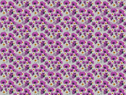Wild Purple Color Flower Pattern Wallpaper