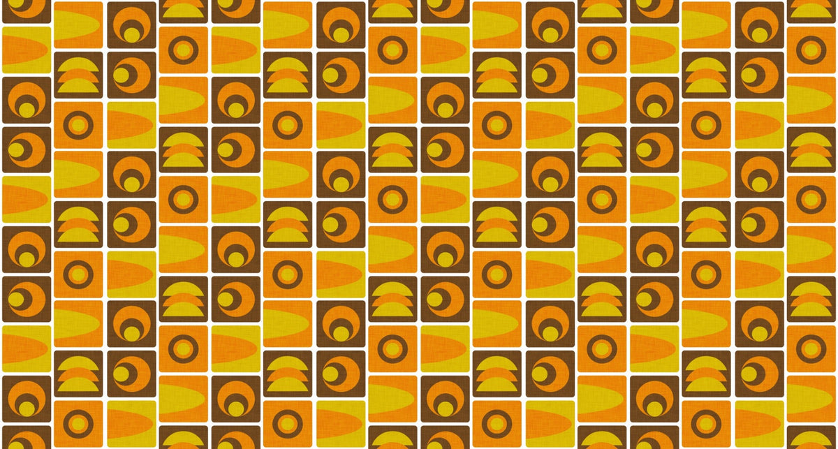 70s Cube Geo Brown Wallpaper in your room — zoomed