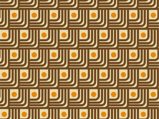 70s Curve Lines Brown Orange Wallpaper