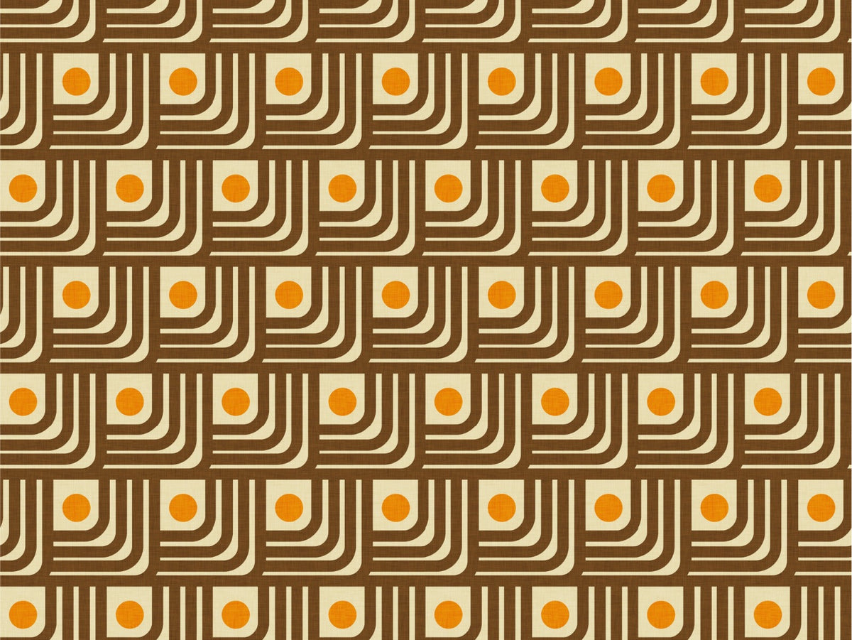 70s Curve Lines Brown Orange Wallpaper