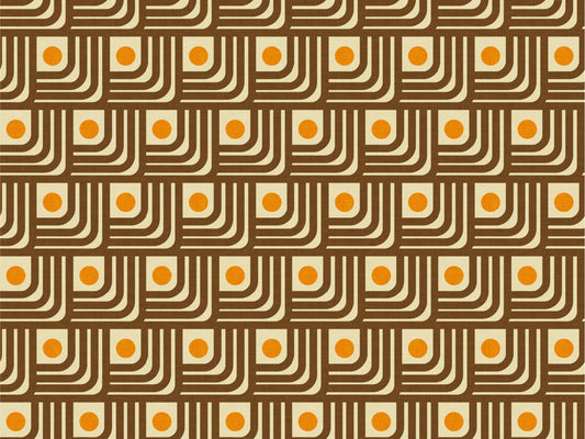 70s Curve Lines Brown Orange Wallpaper