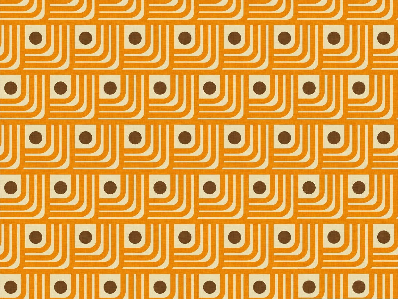 70s Curve Orange Lines Brown Dots Wallpaper