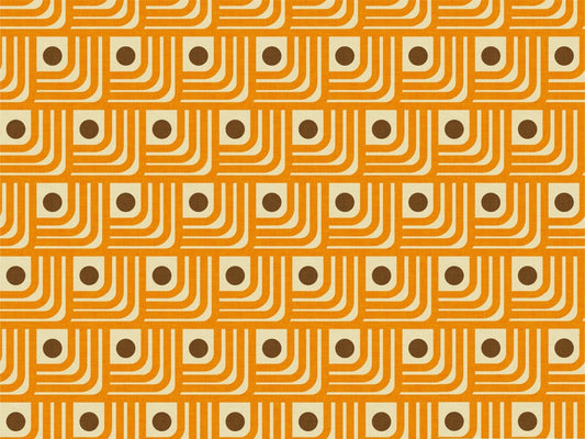 70s Curve Orange Lines Brown Dots Wallpaper