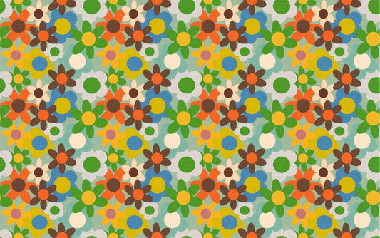 Colorful Old Flowers Design Wallpaper