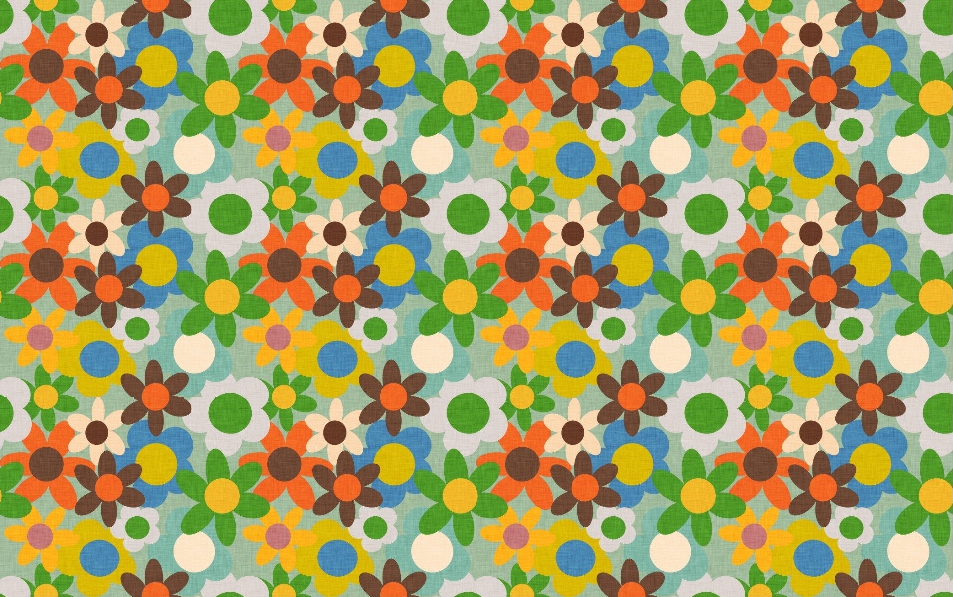 Colorful Old Flowers Design Wallpaper
