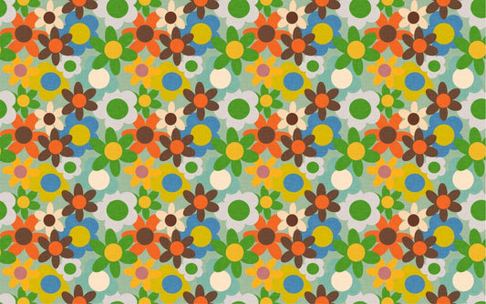 Colorful Old Flowers Design Wallpaper