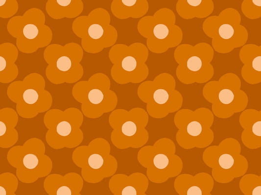 Modern Daisy Floral Orange Rust Wallpaper