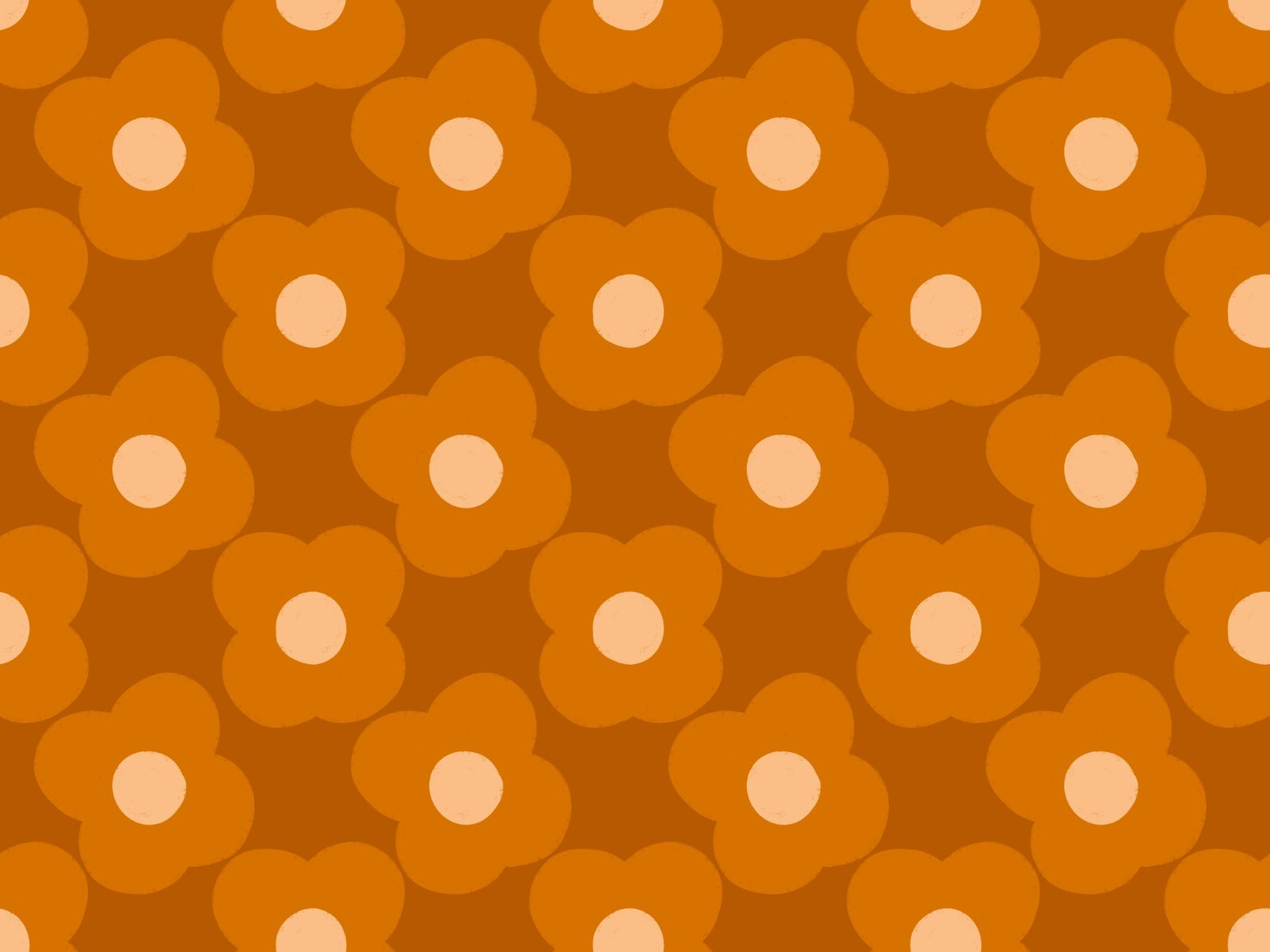 Modern Daisy Floral Orange Rust Wallpaper