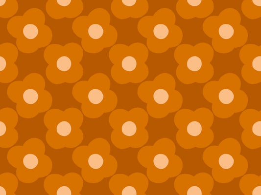 Modern Daisy Floral Orange Rust Wallpaper