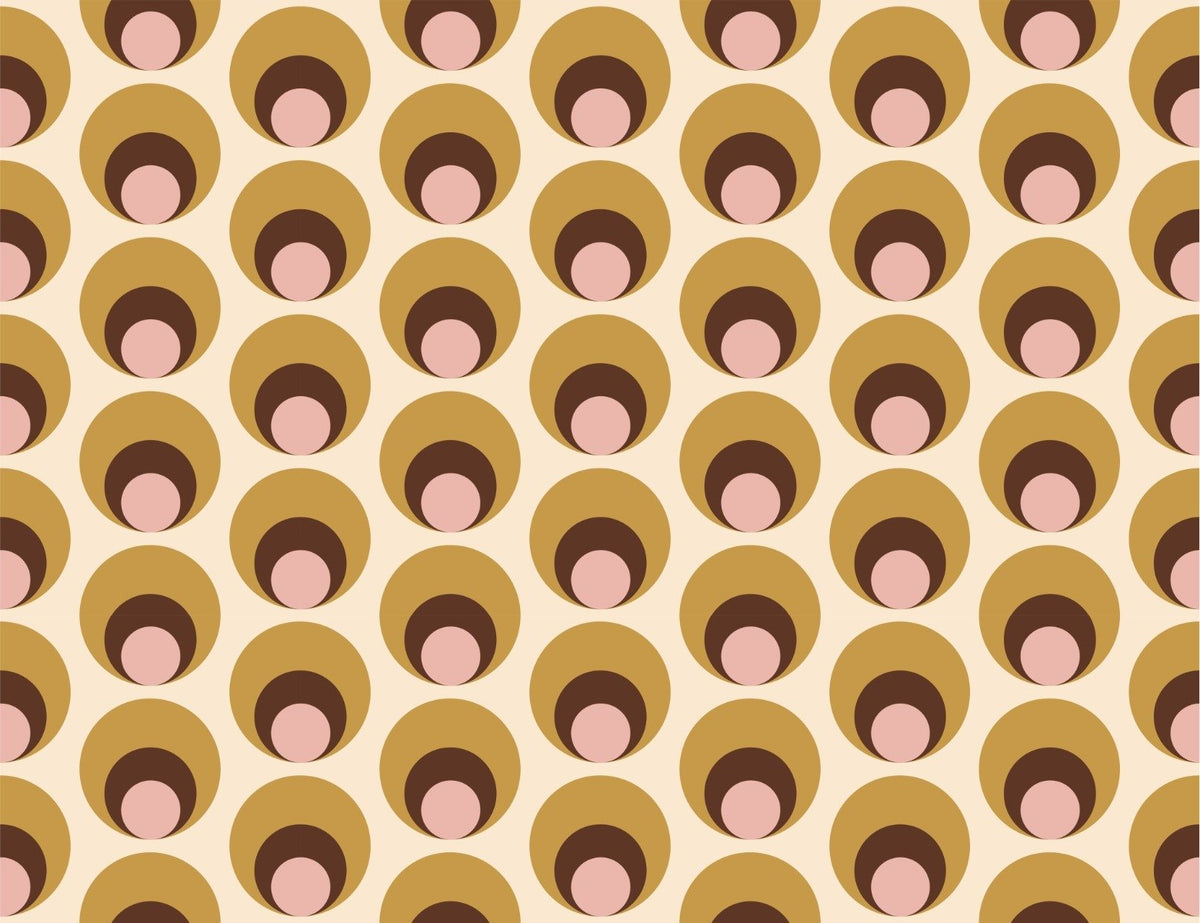 Retro Dots Apricity Beige Wallpaper in your room — zoomed