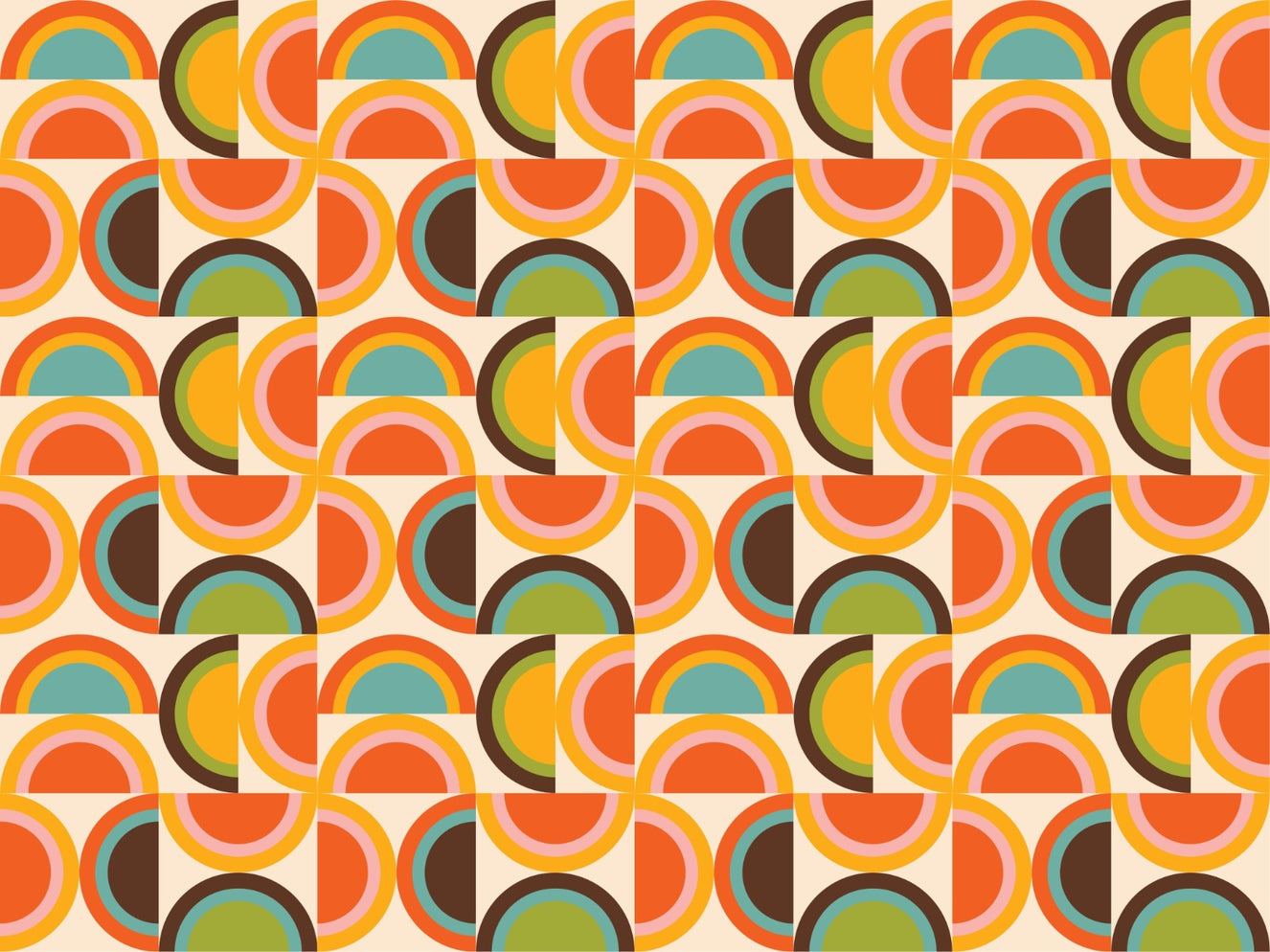 Bauhaus Geometric Boho Pattern Wallpaper