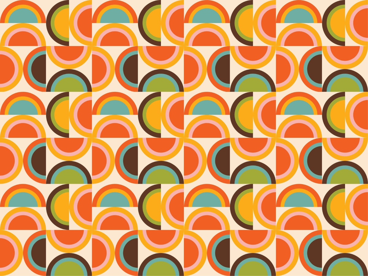 Bauhaus Geometric Boho Pattern Wallpaper in your room — zoomed