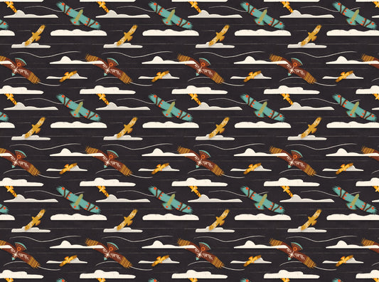 Eagle Flying Charcoal Wallpaper Mural