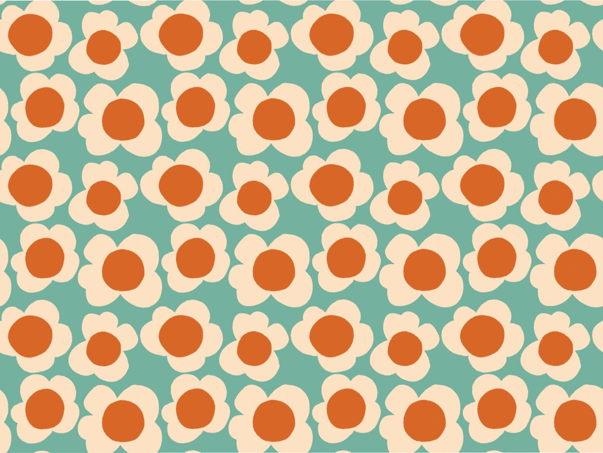 Blue Sunflower Pattern Wallpaper