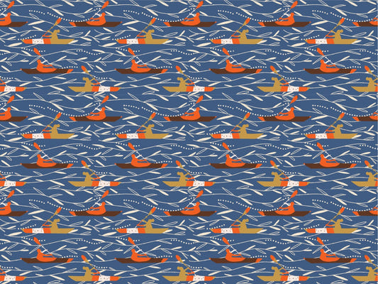 Canoeing At the Lake Sports Blue Wallpaper