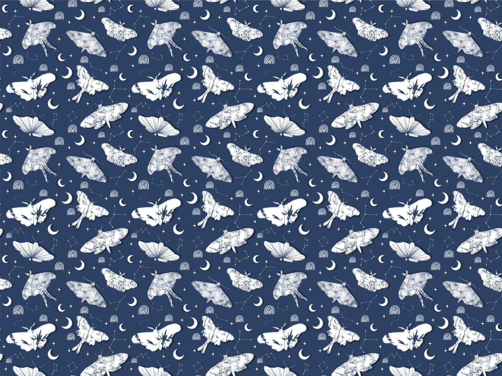 Shibori Floral Butterflies Stars Wallpaper