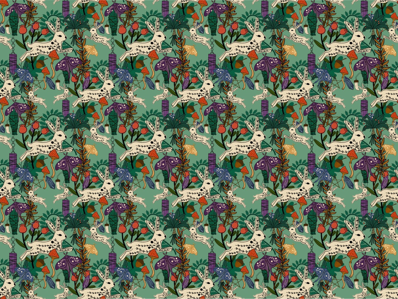 Eclectic Witch Green Forest Wallpaper