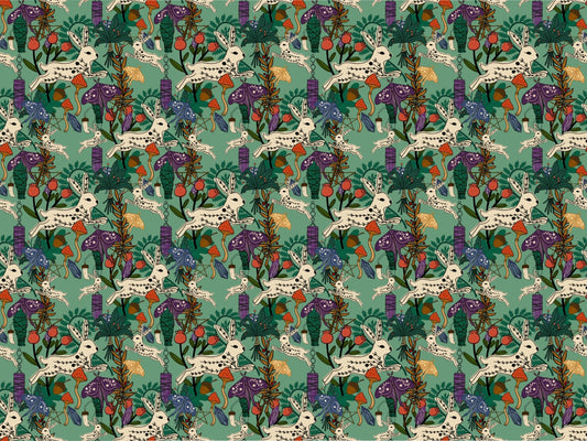Eclectic Witch Green Forest Wallpaper