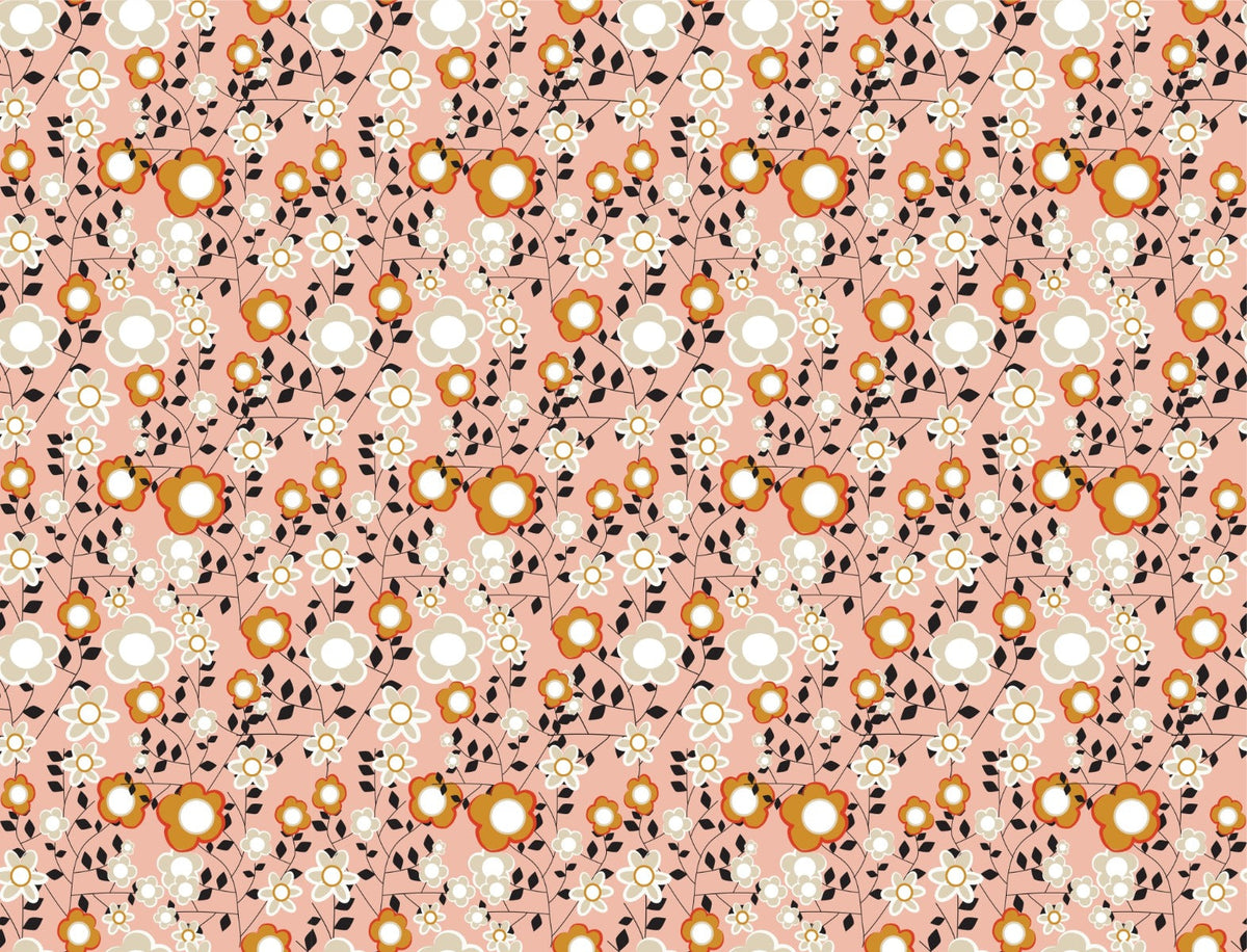 Field Flowers Light Pink Wallpaper Murals in your room — zoomed
