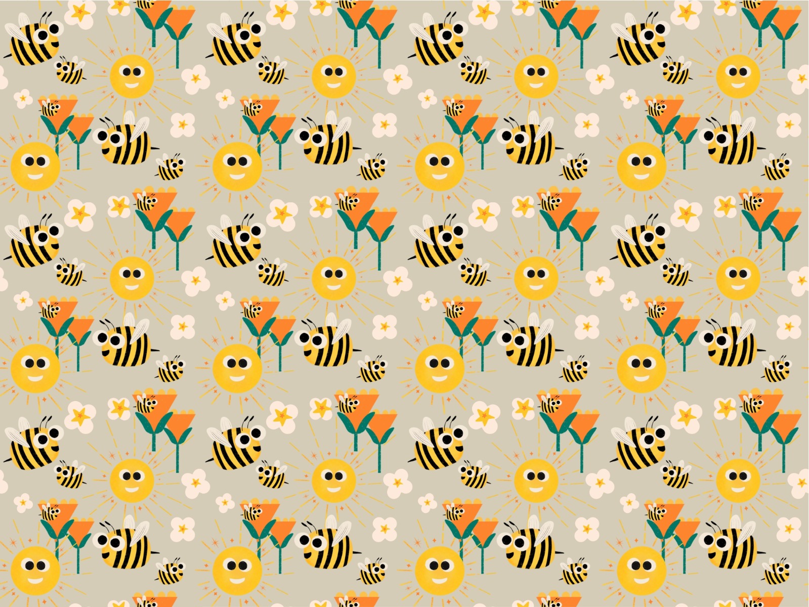 Happy Bees Sunshine Wallpaper Murals