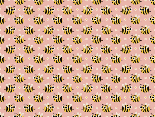 Cute Bees Wall Pink Wallpaper