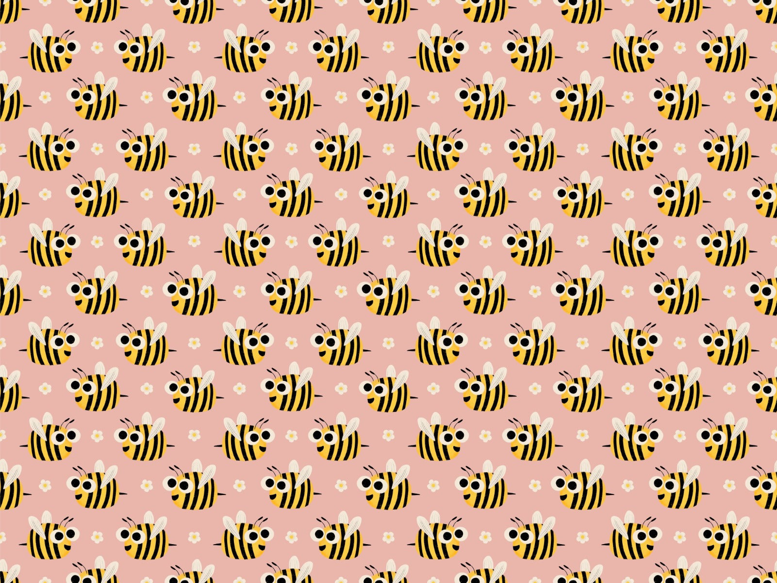 Cute Bees Wall Pink Wallpaper