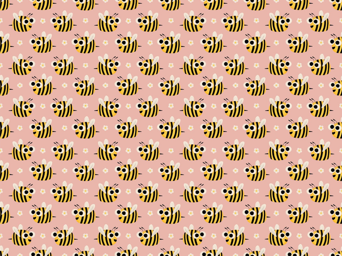 Cute Bees Wall Pink Wallpaper in your room — zoomed