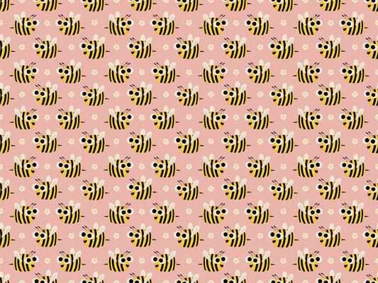 Cute Bees Wall Pink Wallpaper