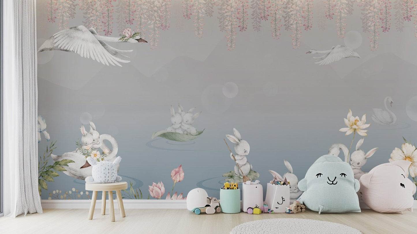 Playful bunnies swan lake design
