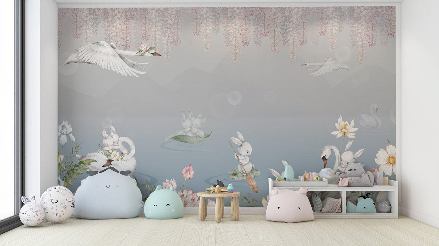 Bunny adventure children’s wall mural
