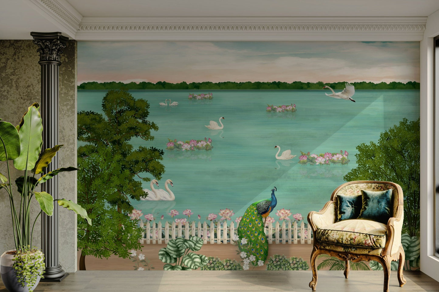 The scene has a serene and dreamlike quality.
