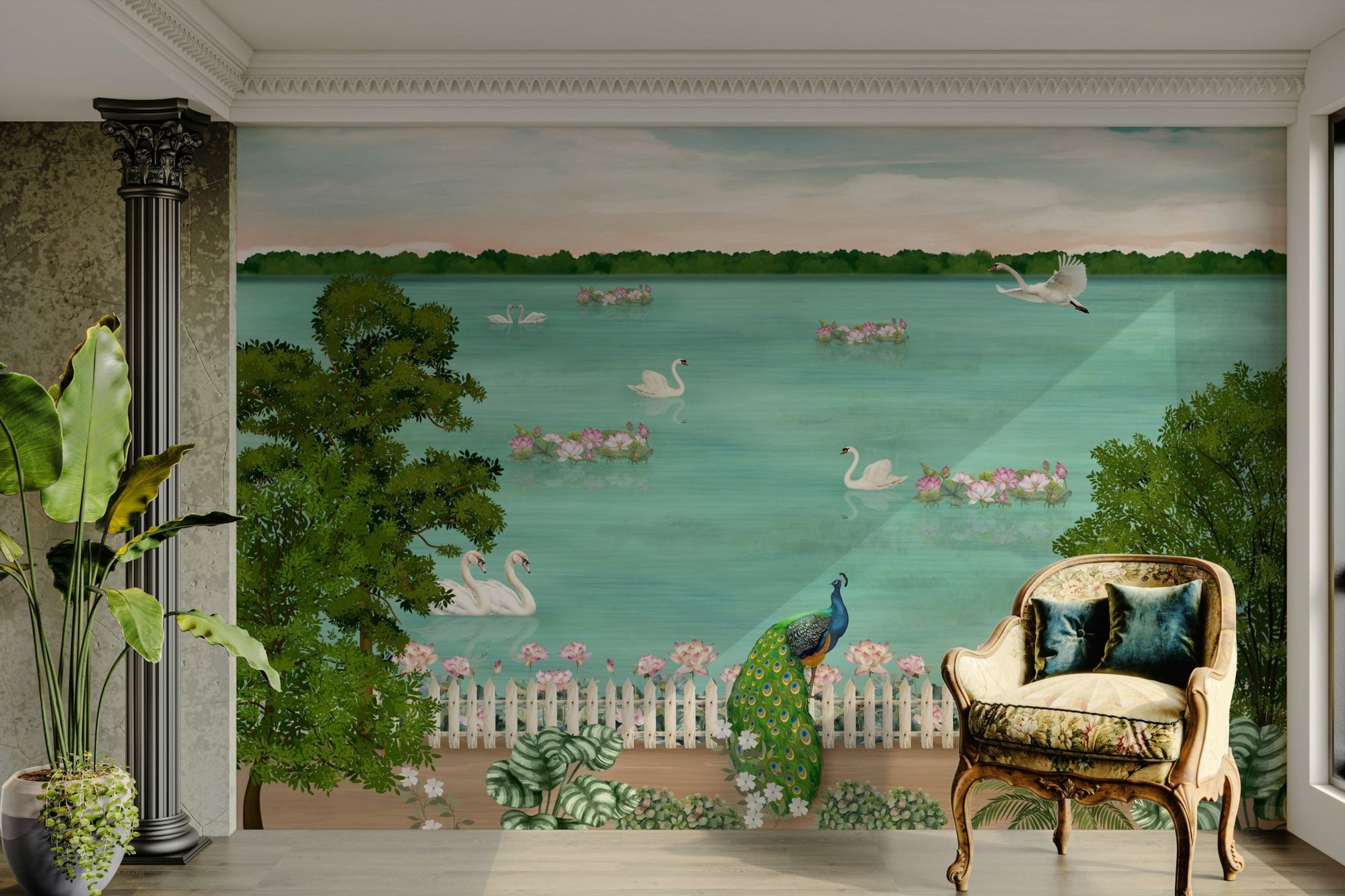 The scene has a serene and dreamlike quality.
