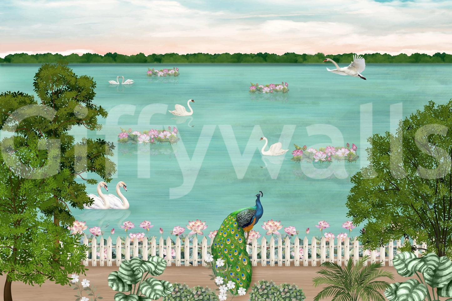 This wallpaper is perfect for a bedroom, reading nook, or living room.
