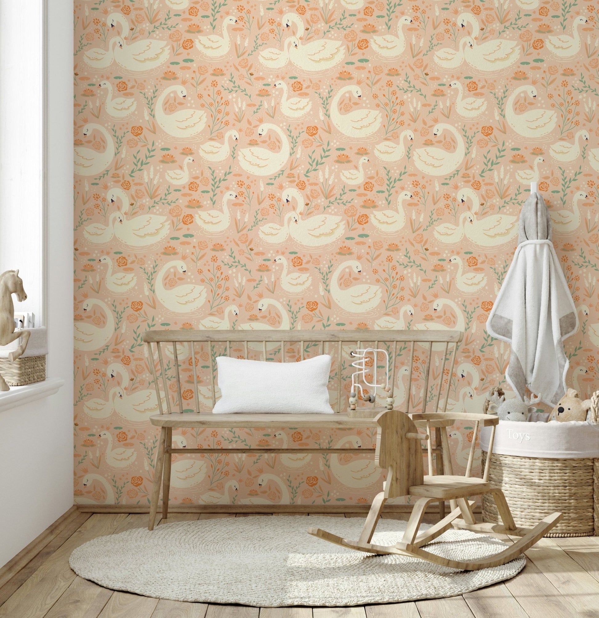 Decorative pattern of the Swan Lake Floral Dreams collection.